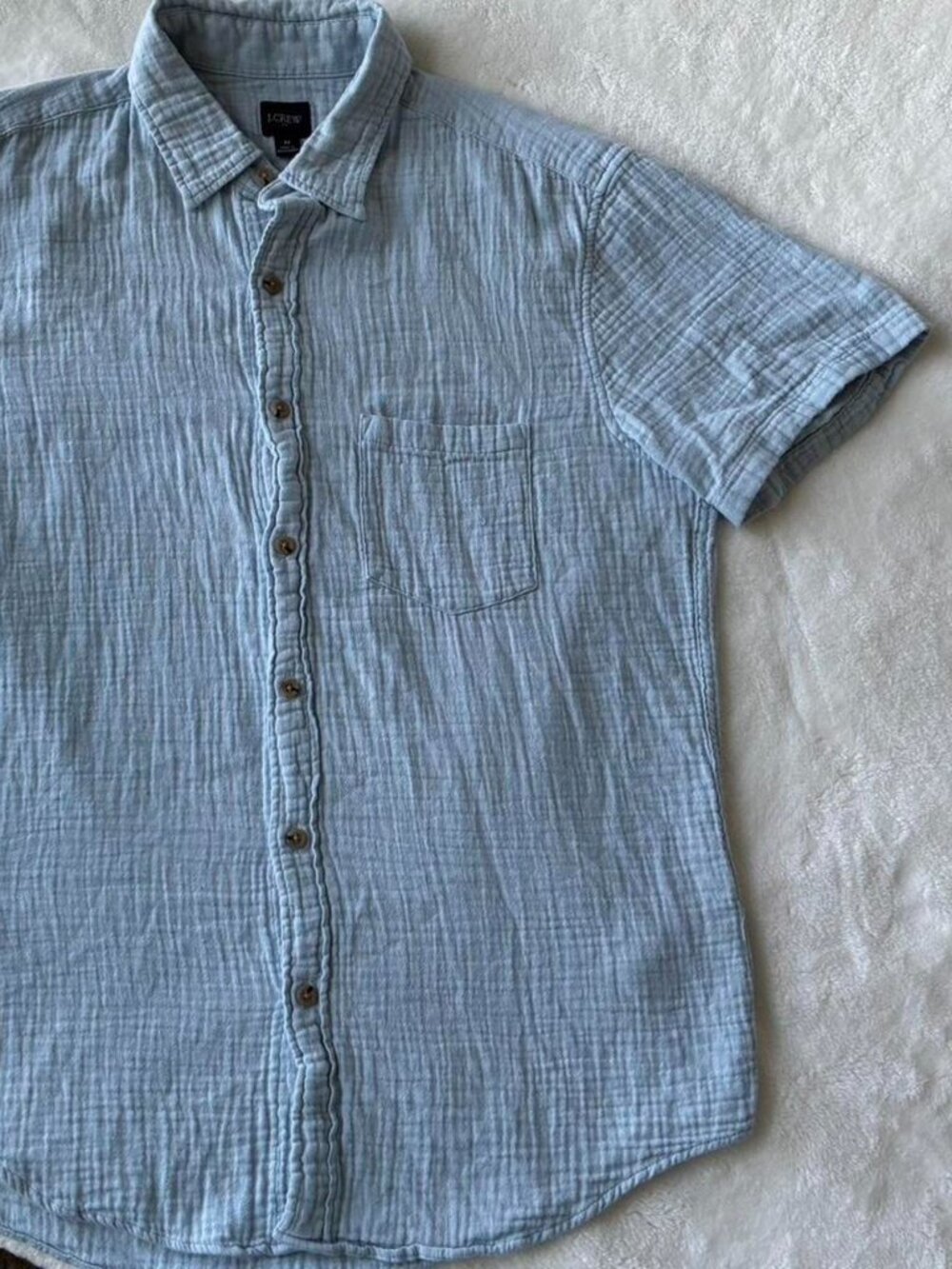 J.Crew Men's Baby Blue Textured Short sleeve super soft Shirt